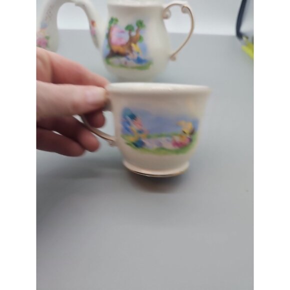 Disney Alice in Wonderland Cheshire Cat Ceramic 4 Piece Tea Set Cups Pot Vintage - Picture 16 of 16